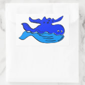 Cute Cartoon Blue Whale Rechthoekige Sticker (Tas)