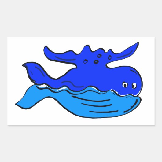 Cute Cartoon Blue Whale Rechthoekige Sticker (Voorkant)