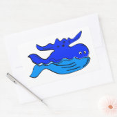 Cute Cartoon Blue Whale Rechthoekige Sticker (Envelop)