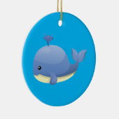 Cute Cartoon Blue Whale Spouting Water Keramisch Ornament (Rechts)