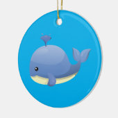 Cute Cartoon Blue Whale Spouting Water Keramisch Ornament (Links)