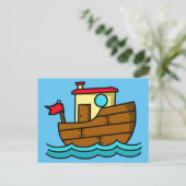 Cute Cartoon Boat Illustratie Briefkaart (Staand voorkant)