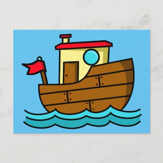 Cute Cartoon Boat Illustratie Briefkaart (Voorkant)
