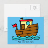 Cute Cartoon Boat Illustration Personalized Briefkaart (Voorkant / Achterkant)