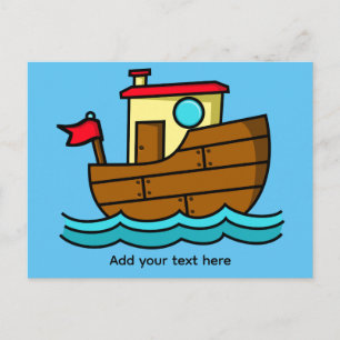 Cute Cartoon Boat Illustration Personalized Briefkaart