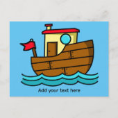 Cute Cartoon Boat Illustration Personalized Briefkaart (Voorkant)