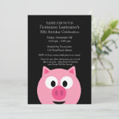 Cute Cartoon Boerderij Pig. - Roze en zwart Kaart (Staand voorkant)