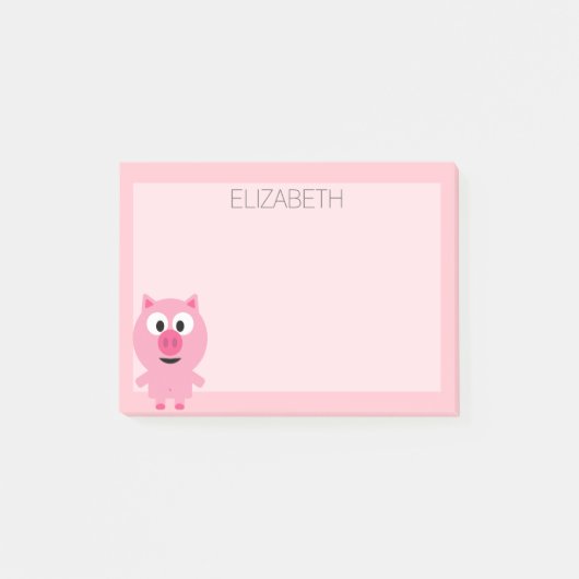 Cute Cartoon Boerderij Varken - Roze en Blush Post-it® Notes (Voorkant)