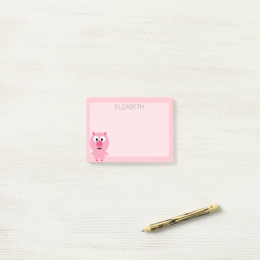 Cute Cartoon Boerderij Varken - Roze en Blush Post-it® Notes (Op bureau)