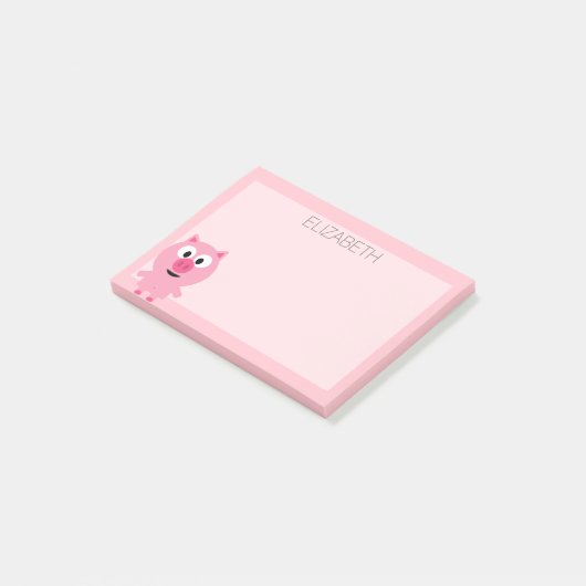 Cute Cartoon Boerderij Varken - Roze en Blush Post-it® Notes (Schuin)