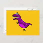 Cute cartoon boos paarse dinosaurus briefkaart (Voorkant / Achterkant)