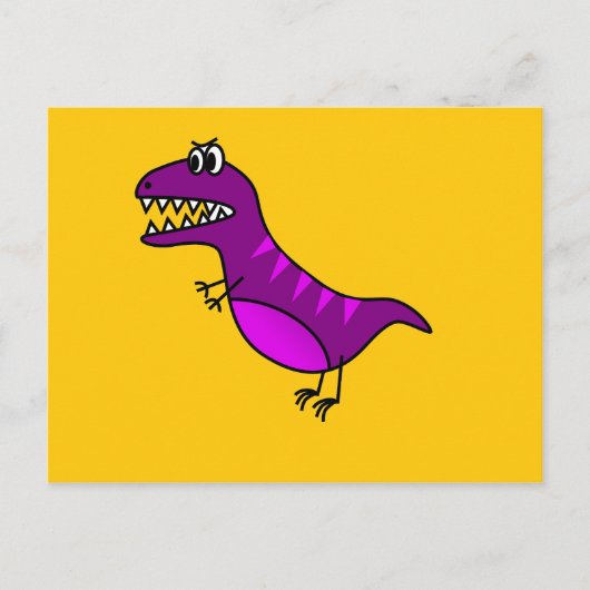 Cute cartoon boos paarse dinosaurus briefkaart (Voorkant)