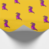 Cute cartoon boos paarse dinosaurus cadeaupapier (Hoek)