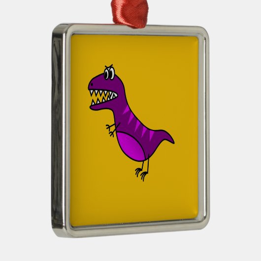 Cute cartoon boos paarse dinosaurus metalen ornament (Rechts)