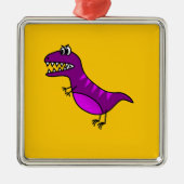 Cute cartoon boos paarse dinosaurus metalen ornament (Voorkant)