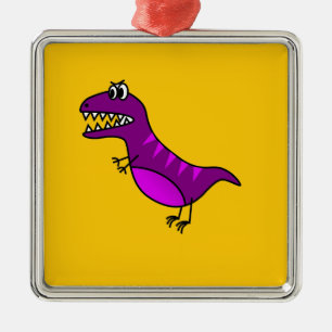 Cute cartoon boos paarse dinosaurus metalen ornament