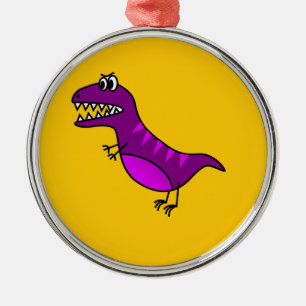 Cute cartoon boos paarse dinosaurus metalen ornament