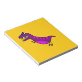 Cute cartoon boos paarse dinosaurus notitieblok (Schuin)