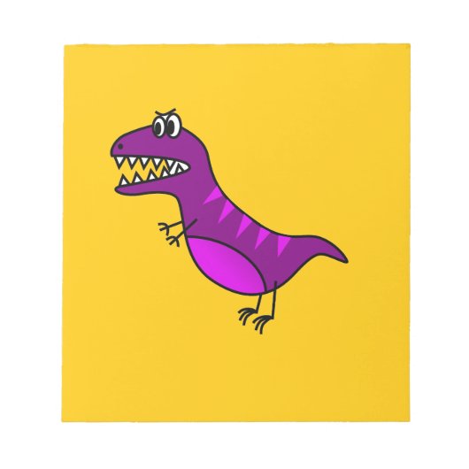 Cute cartoon boos paarse dinosaurus notitieblok (Voorkant)