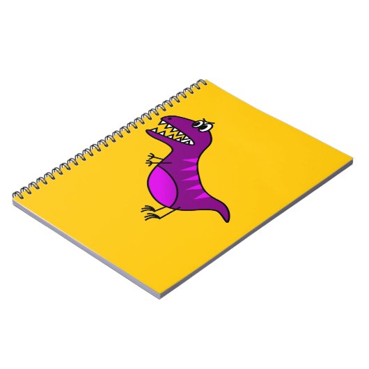 Cute cartoon boos paarse dinosaurus notitieboek (Linkerzijde)