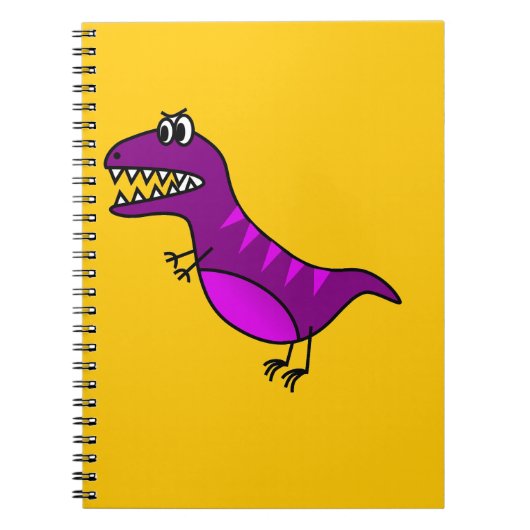Cute cartoon boos paarse dinosaurus notitieboek (Voorkant)