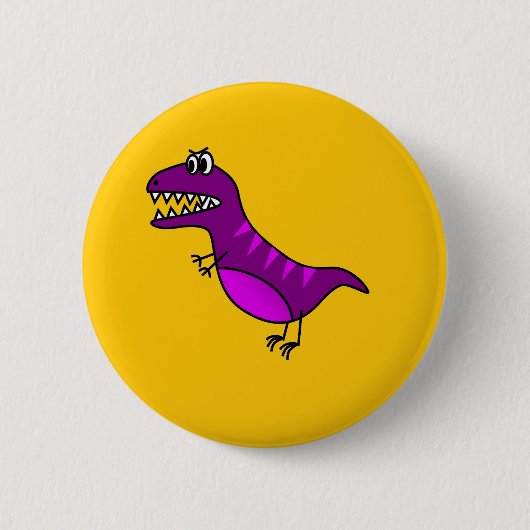 Cute cartoon boos paarse dinosaurus ronde button 5,7 cm (Voorkant)