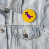 Cute cartoon boos paarse dinosaurus ronde button 5,7 cm (In situ)