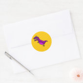 Cute cartoon boos paarse dinosaurus ronde sticker (Envelop)
