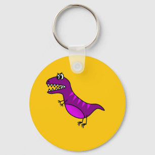 Cute cartoon boos paarse dinosaurus sleutelhanger