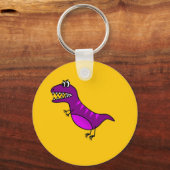 Cute cartoon boos paarse dinosaurus sleutelhanger (Voorkant)