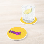 Cute cartoon boos paarse dinosaurus zandsteen onderzetter (Zijkant)