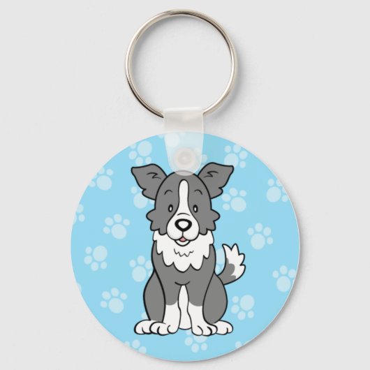 Cute Cartoon Border Collie Sleutelhanger (Voorkant)