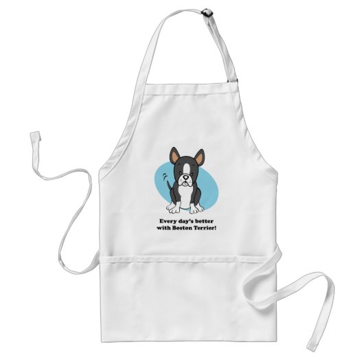Cute Cartoon Boston Terrier Apron Standaard Schort (Voorkant)