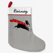 Cute Cartoon Boston Terrier Happy Dog Holiday Kleine Kerstsok (Voorkant)