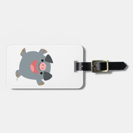 Cute Cartoon Bouncy Pig Bagagelabel (Voorkant horizontaal)