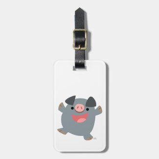 Cute Cartoon Bouncy Pig Bagagelabel