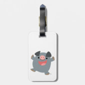 Cute Cartoon Bouncy Pig Bagagelabel (Achterkant verticaal)