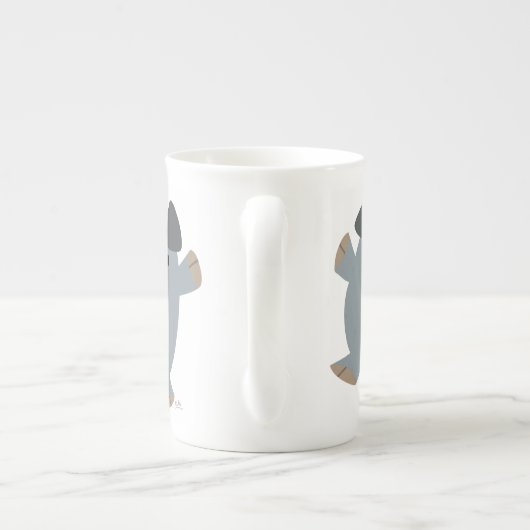 Cute Cartoon Bouncy Pig Bone China Mok (Achterkant)