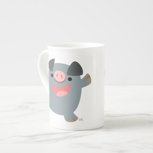 Cute Cartoon Bouncy Pig Bone China Mok (Links)