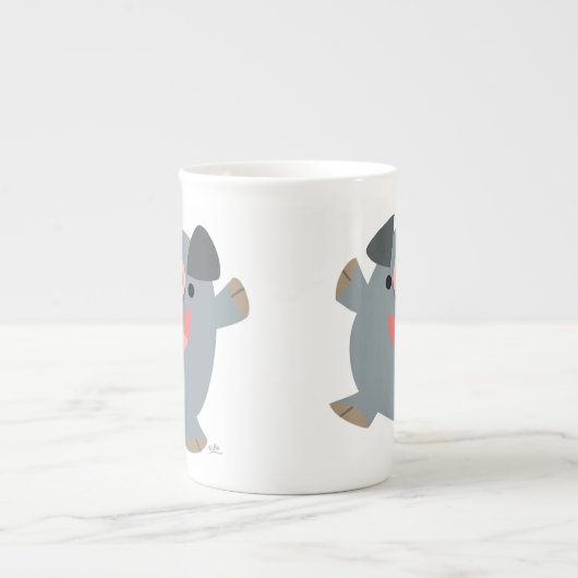 Cute Cartoon Bouncy Pig Bone China Mok (Voorkant)