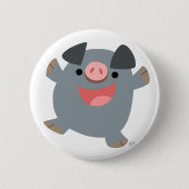 Cute Cartoon Bouncy Pig Button Badge (Voorkant)