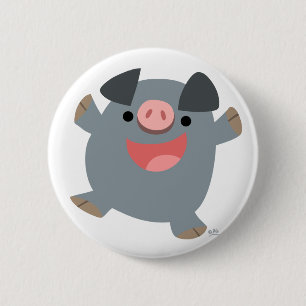 Cute Cartoon Bouncy Pig Button Badge