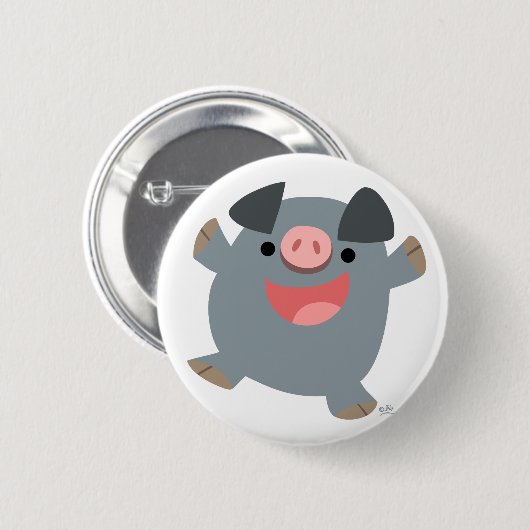 Cute Cartoon Bouncy Pig Button Badge (Voorkant /achterkant)