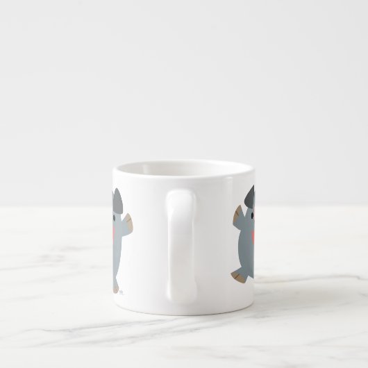 Cute Cartoon Bouncy Pig Espresso Mok (Achterkant)