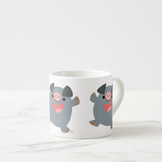Cute Cartoon Bouncy Pig Espresso Mok (Voorkant rechts)