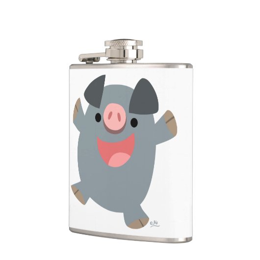 Cute Cartoon Bouncy Pig Hip Flask Heupfles (Links)