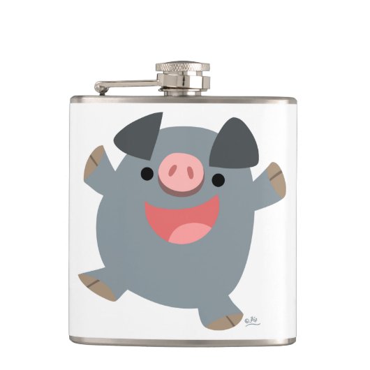 Cute Cartoon Bouncy Pig Hip Flask Heupfles (Voorkant)