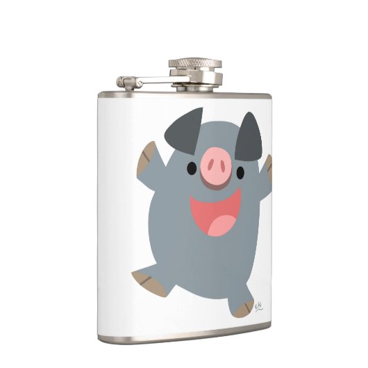Cute Cartoon Bouncy Pig Hip Flask Heupfles (Rechts)