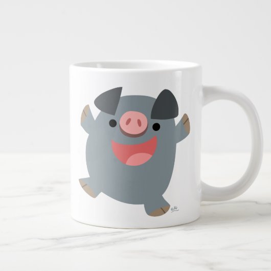 Cute Cartoon Bouncy Pig Jumbo Mok (Rechts)