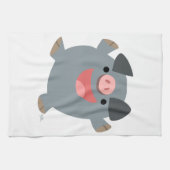 Cute Cartoon Bouncy Pig Kitchen Towel Theedoek (Horizontaal)